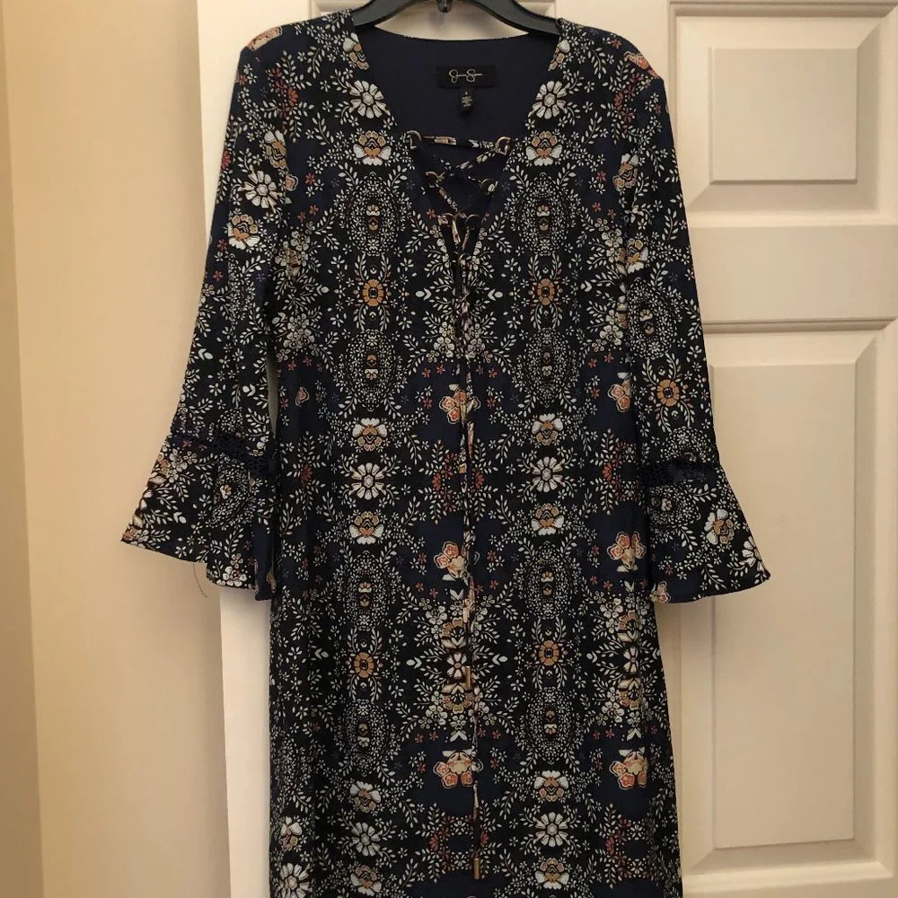 NWOT 👗 Jessica Simpson Women's Printed Peasant Dress - Picture 4 of 10
